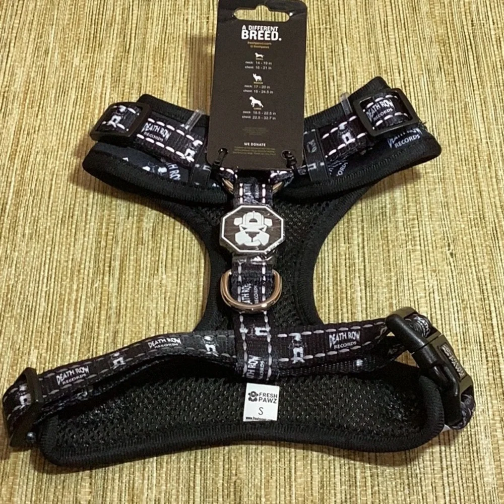 New Fresh Pawz Death Row Records Adjustable Dog Harness size small